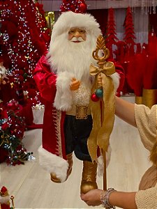 PAPAI NOEL EM PÉ CLÁSSICO VERMELHO E VERDE 60CM - PRÉ VENDA 2026