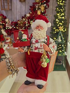 PAPAI NOEL COLECIONÁVEL CLÁSSICO COM PRESENTES 28CM - PRÉ VENDA 2026