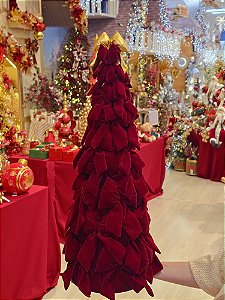 ÁRVORE DE LAÇOS EM VELUDO VERMELHO 60CM - PRÉ VENDA 2026