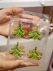 KIT COM 4 ANEIS DE GUARDANAPO ÁRVORE 4CM - PRÉ VENDA 2026