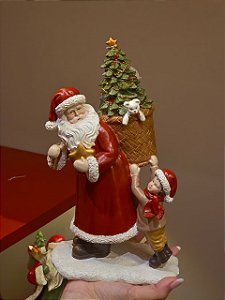 PAPAI NOEL COM CRIANÇA RESINA 27CM - PRÉ VENDA 2026