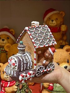 TREM CASINHA GINGER EM RESINA 20CM - PRÉ VENDA 2026