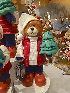 URSO COM COLETE PUFFER PVC COM LED 90CM USO INTERNO E EXTERNO - PRÉ VENDA 2026