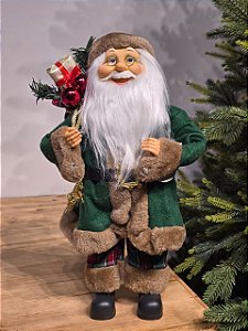 PAPAI NOEL EM PÉ TRADICIONAL VERDE 45CM