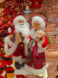 PAPAI NOEL E MAMÃE NOEL COM MOVIMENTO, LED E MUSICAL 54CM - PRÉ VENDA 2026