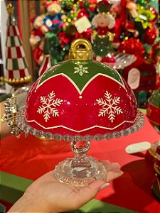 BASE PARA DOCES COM TAMPA DE BOLA EM CERÂMICA 21CM - PRÉ VENDA 2026