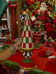 ÁRVORE TORRE VERMELHA E VERDE EM CERÂMICA 44CM - PRÉ VENDA 2026