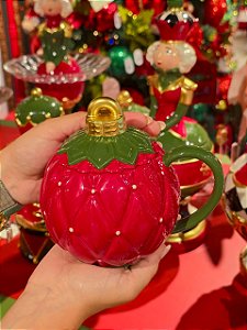 POTE COM ALÇA FORMATO DE BOLA EM CERÂMICA 15CM - PRÉ VENDA 2026