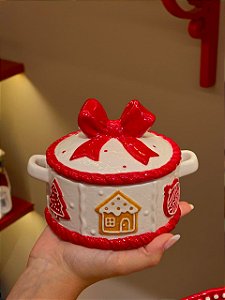 SOPEIRA COM TAMPA E ALÇA EM CERÂMICA BISCOITOS 11CM - PRÉ VENDA 2026