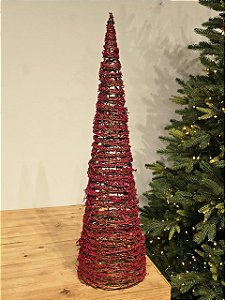 ÁRVORE CONE ARAMADA MICRO BERRY VERMELHA 80CM