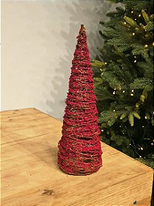 ÁRVORE CONE ARAMADA MICRO BERRY VERMELHA 40CM