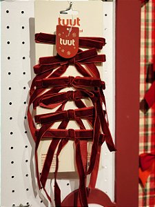 KIT 6 LAÇOS DESMAIADO VERMELHO BORDO VELUDO 12,5X24CM - PRÉ VENDA 2026