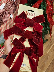 KIT 3 LAÇOS DESMAIADO VERMELHO BORDO VELUDO 16X24CM - PRÉ VENDA 2026