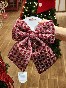 LAÇO CHECKER BORDO E VERMELHO 20X24CM - PRÉ VENDA 2026