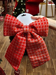 LAÇO CHECKER VERMELHO E DOURADO 28X34CM - PRÉ VENDA 2026