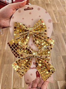 LAÇO ESPELHO DOURADO 12X13CM COM 2 UNIDADES - PRÉ VENDA 2026