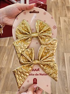 LAÇO ACETINADO DOURADO 12X13CM COM 2 UNIDADES - PRÉ VENDA 2026