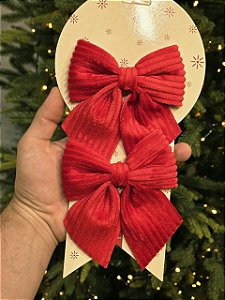 LAÇO CANELADO VERMELHO 12X13CM COM 2 UNIDADES