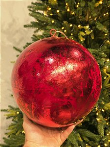 BOLA DECORADA CRAQUELADA VERMELHA 25CM
