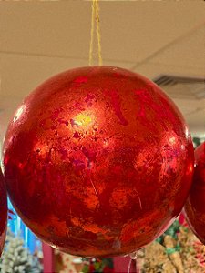 BOLA CRAQUELADA VERMELHA 25CM - PRÉ VENDA 2026