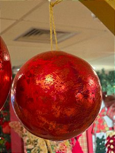 BOLA CRAQUELADA VERMELHA 15CM - PRÉ VENDA 2026