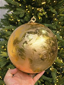 BOLA DECORADA CRAQUELADA DOURADA 20CM