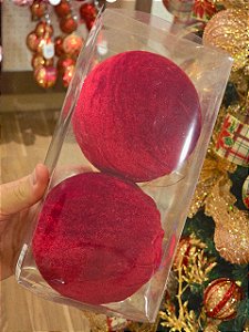 BOLA VELUDO VERMELHA 12CM COM 2 UNIDS - PRÉ VENDA 2026