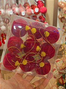 BOLA VELUDO VERMELHA 5CM COM 9 UNIDS - PRÉ VENDA 2026