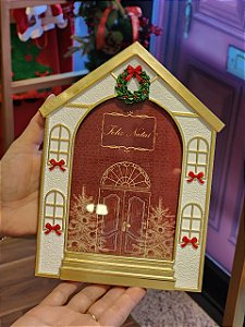 PORTA RETRATO CASA NATALINA EM RESINA 16X21,5CM - PRÉ VENDA 2026