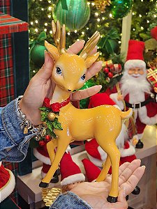 RENA EM PÉ COM GUIRLANDA DE LAÇO EM RESINA PREMIUM - PRÉ VENDA 2026