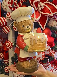 URSO COZINHEIRO BOLO COM LED 25,5CM - PRÉ VENDA 2026