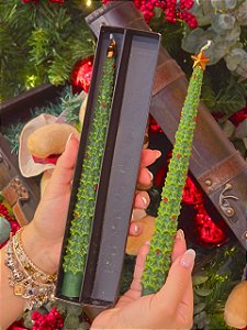 VELA COM TEXTURA VERDE 29,5CM KIT COM 2 UNIDS - PRÉ VENDA 2026