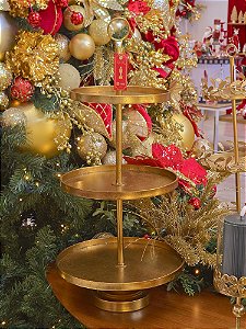 BANDEJA COM 3 ANDARES OURO 77CM - PRÉ VENDA 2026