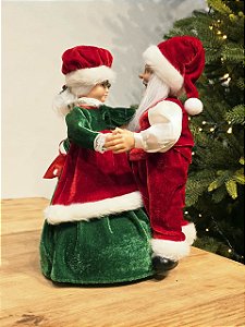 PAPAI NOEL COM MAMÃE NOEL DANÇARINOS MR CHRISTMAS 25,4CM