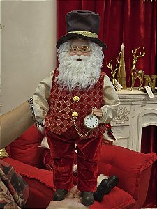 PAPAI NOEL COM CARTOLA E RELÓGIO 45CM - PRÉ VENDA 2026