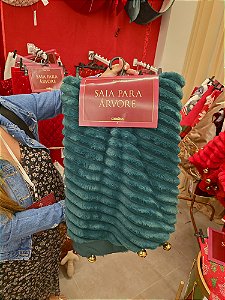 SAIA TECIDO PARA ÁRVORE DE NATAL VELUDO VERDE COM GUIZOS 1,20CM - PRÉ VENDA 2026