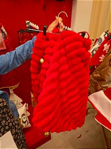 SAIA TECIDO PARA ÁRVORE DE NATAL VELUDO VERMELHA COM GUIZOS 1,20CM - PRÉ VENDA 2026