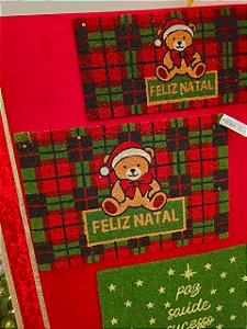 CAPACHO DE FIBRA XADREZ COM URSO 60X40CM - PRÉ VENDA 2026