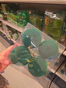 BOLA VELUDO VERDE LINHAS 10CM COM 4 UNIDADES - PRÉ VENDA 2026