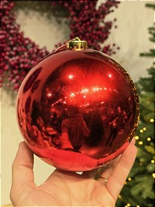 BOLA TRADICIONAL VERMELHA BRILHANTE 15CM