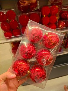 BOLA VERMELHA AÇUCARADA 8CM COM 6 UNIDADES - PRÉ VENDA 2026