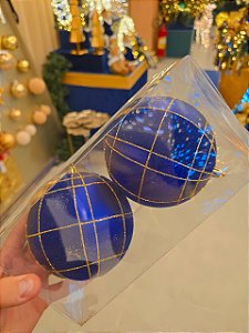 BOLA AZUL COM GLITER DOURADO 12CM COM 3 UNIDADES - PRÉ VENDA 2026