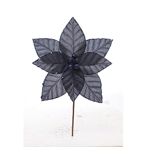 FLOR POINSETIA AZUL COM GLITER AZUL 25CM - PRÉ VENDA 2026