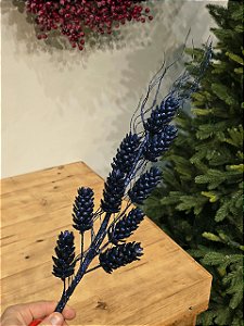 GALHO PINHAS AZUL COM GLITTER 76CM