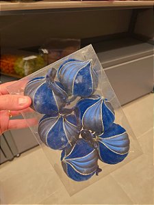 BOLA PIÃO AZUL COM VELUDO 8CM COM 6 UNIDADES - PRÉ VENDA 2026
