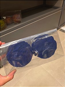 BOLA AZUL ONDULADA COM VELUDO 12CM COM 2 UNIDADES - PRÉ VENDA 2026