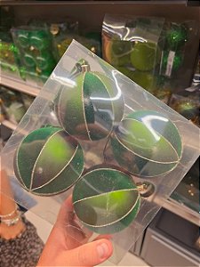 BOLA VERDE COM VELUDO 10CM COM 4 UNIDADES - PRÉ VENDA 2026