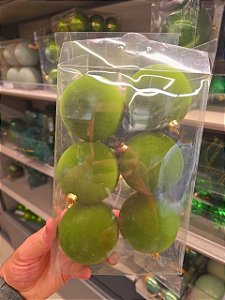 BOLA VERDE VELUDO FLOCADA 8CM COM 6 UNIDADES - PRÉ VENDA 2026