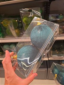 BOLA VERDE EM VELUDO 12CM COM 2 UNIDADES - PRÉ VENDA 2026
