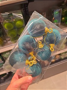 BOLA VERDE EM VELUDO 8CM COM 6 UNIDADES - PRÉ VENDA 2026